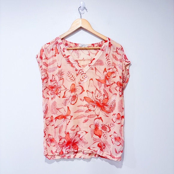 Part Two Tops - PART TWO Pink floral semi-sheer top